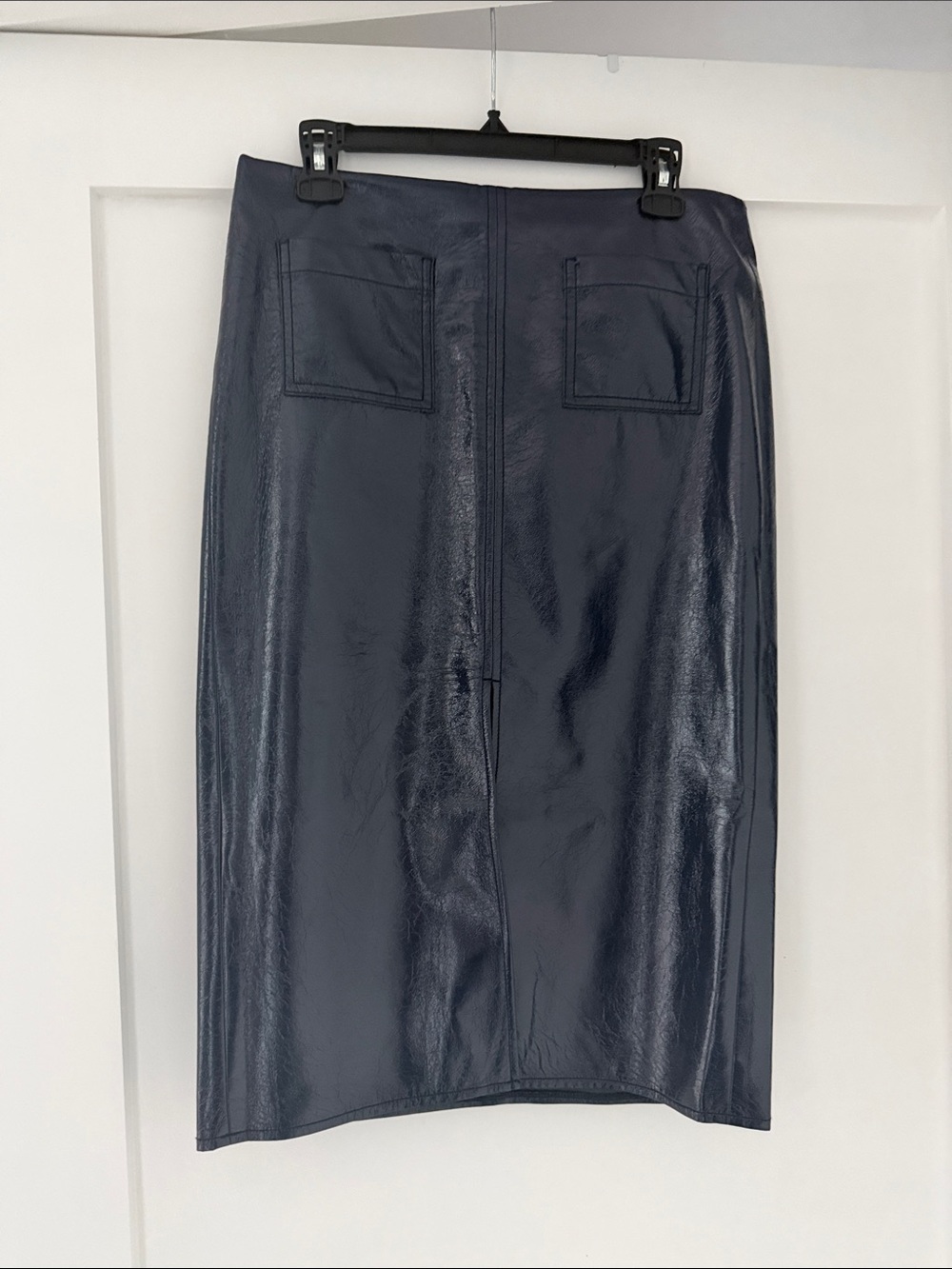 NWT J. Crew Navy Glossy Faux-Leather Skirt